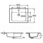 Roca A3279AE00C The Gap 605毫米 長方形一體式面盆